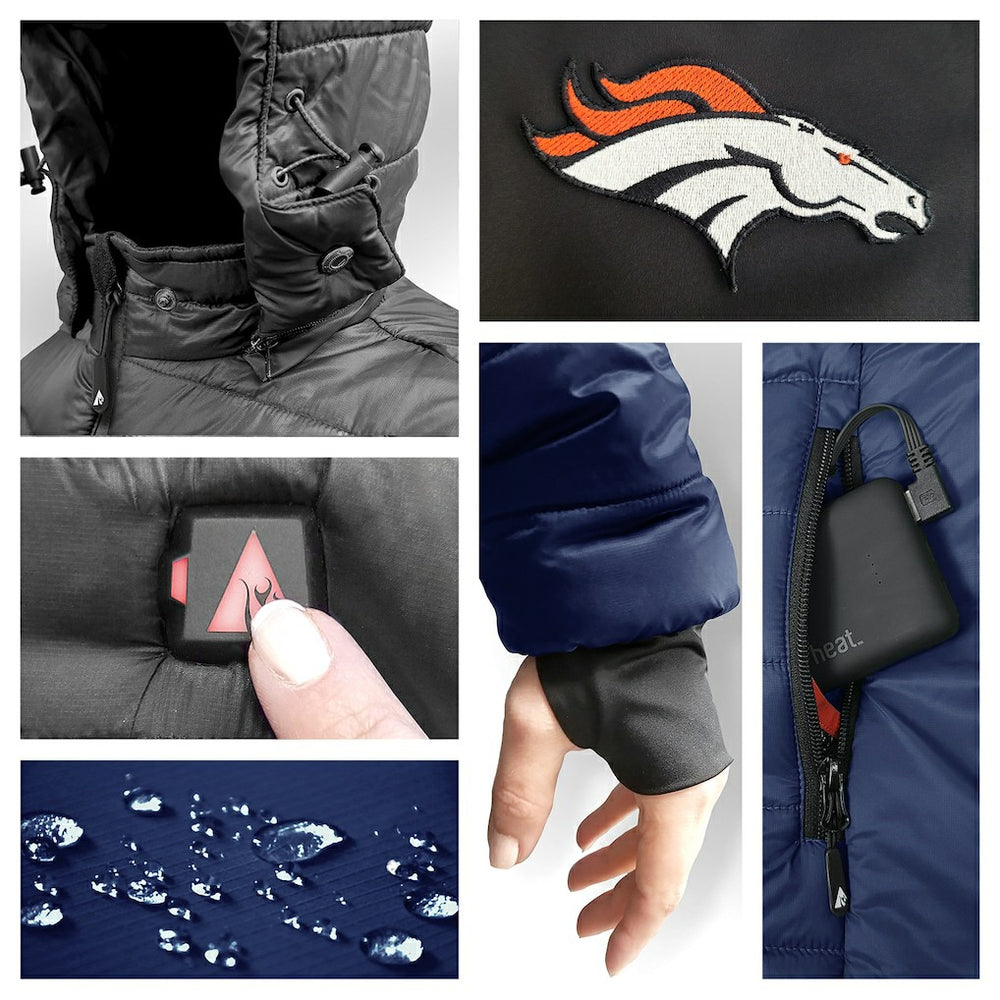 NFL Denver Broncos ActionHeat 5V Battery Heated Colorblock Full-Zip Puffer Jacket