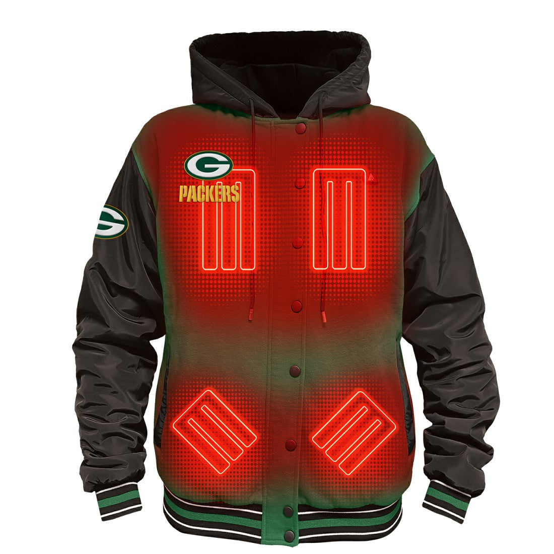 NFL Green Bay Packers ActionHeat 5V Battery Heated Full-Snap Varsity Jacket