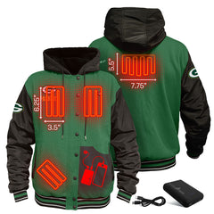 NFL Green Bay Packers ActionHeat 5V Battery Heated Full-Snap Varsity Jacket