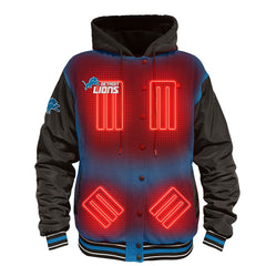 NFL Detroit Lions ActionHeat 5V Battery Heated Full-Snap Varsity Jacket