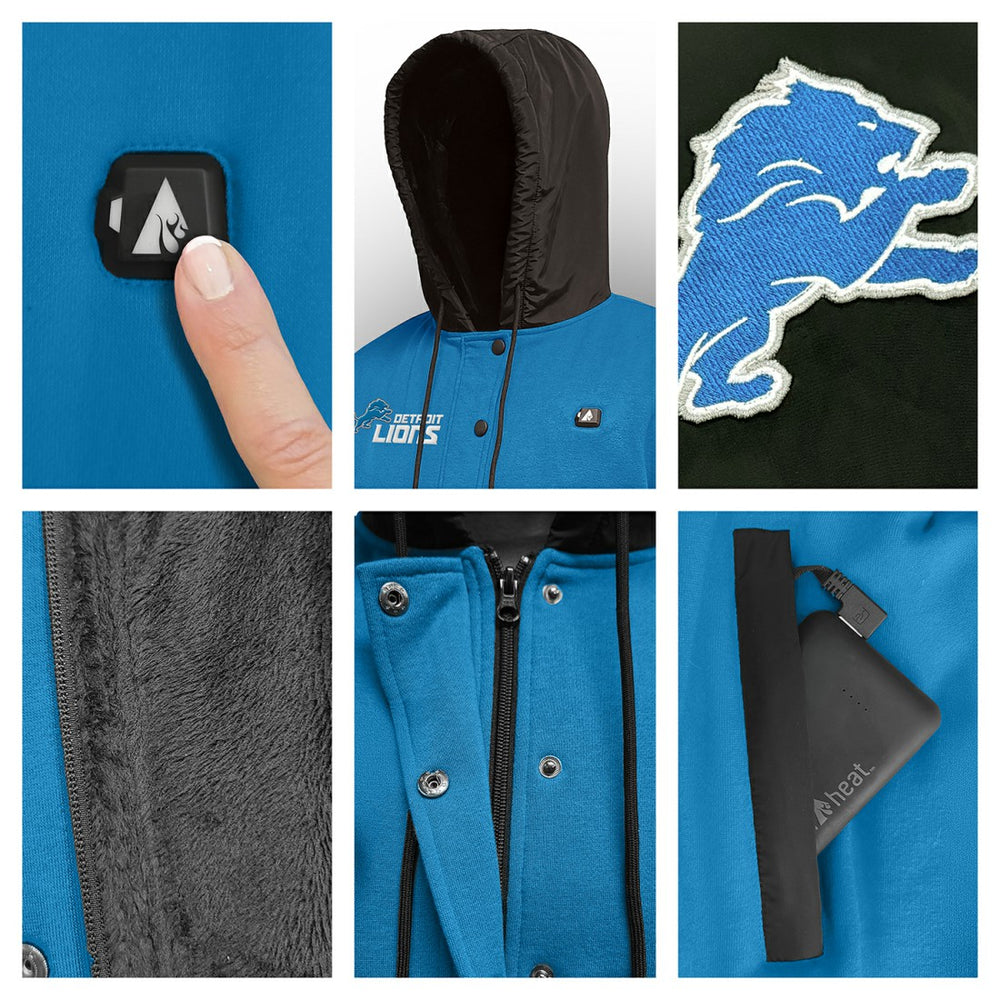 NFL Detroit Lions ActionHeat 5V Battery Heated Full-Snap Varsity Jacket