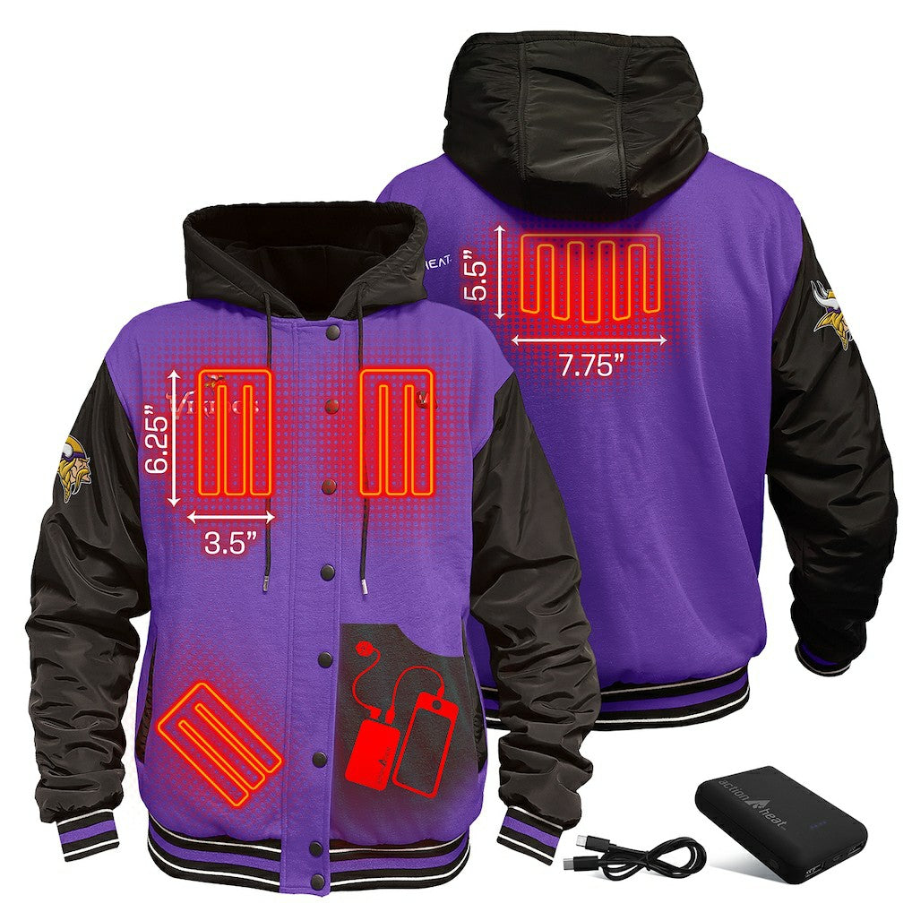 NFL Minnesota Vikings ActionHeat 5V Battery Heated Full-Snap Varsity Jacket