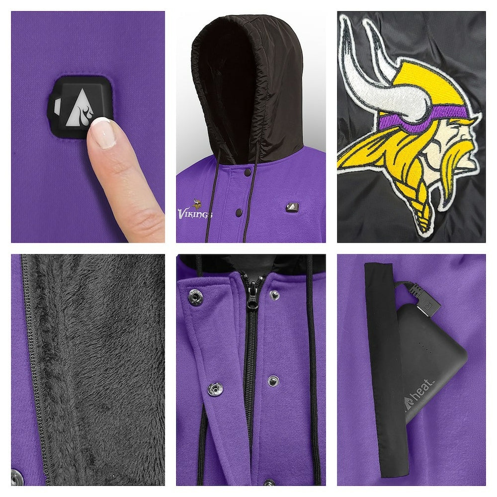 NFL Minnesota Vikings ActionHeat 5V Battery Heated Full-Snap Varsity Jacket