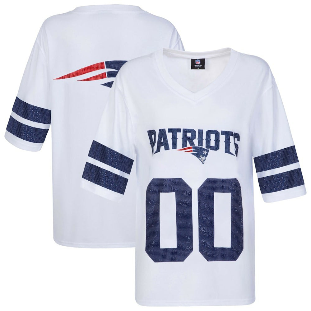 NFL New England Patriots Cuce Women's Rhinestone V-Neck Tunic