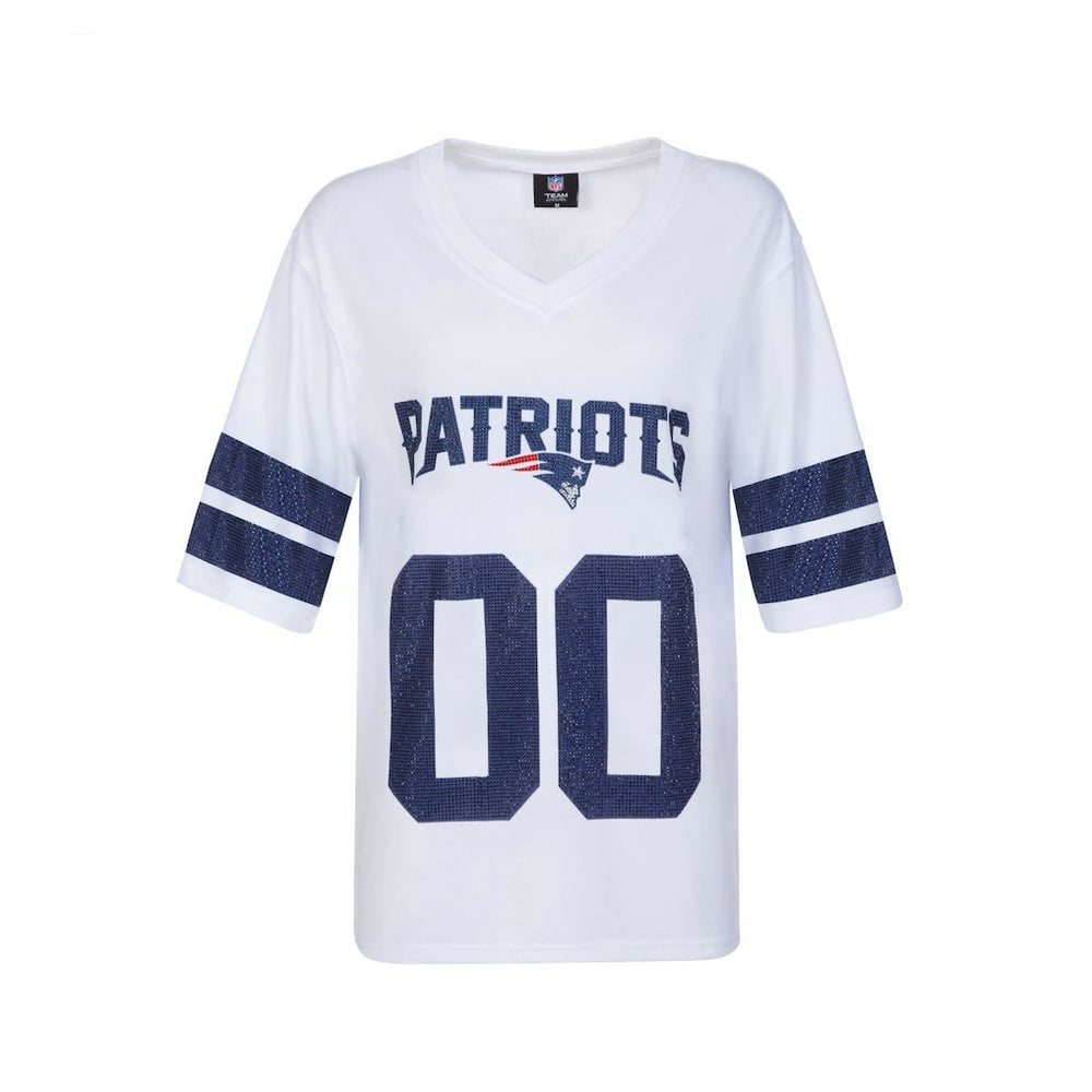 NFL New England Patriots Cuce Women's Rhinestone V-Neck Tunic