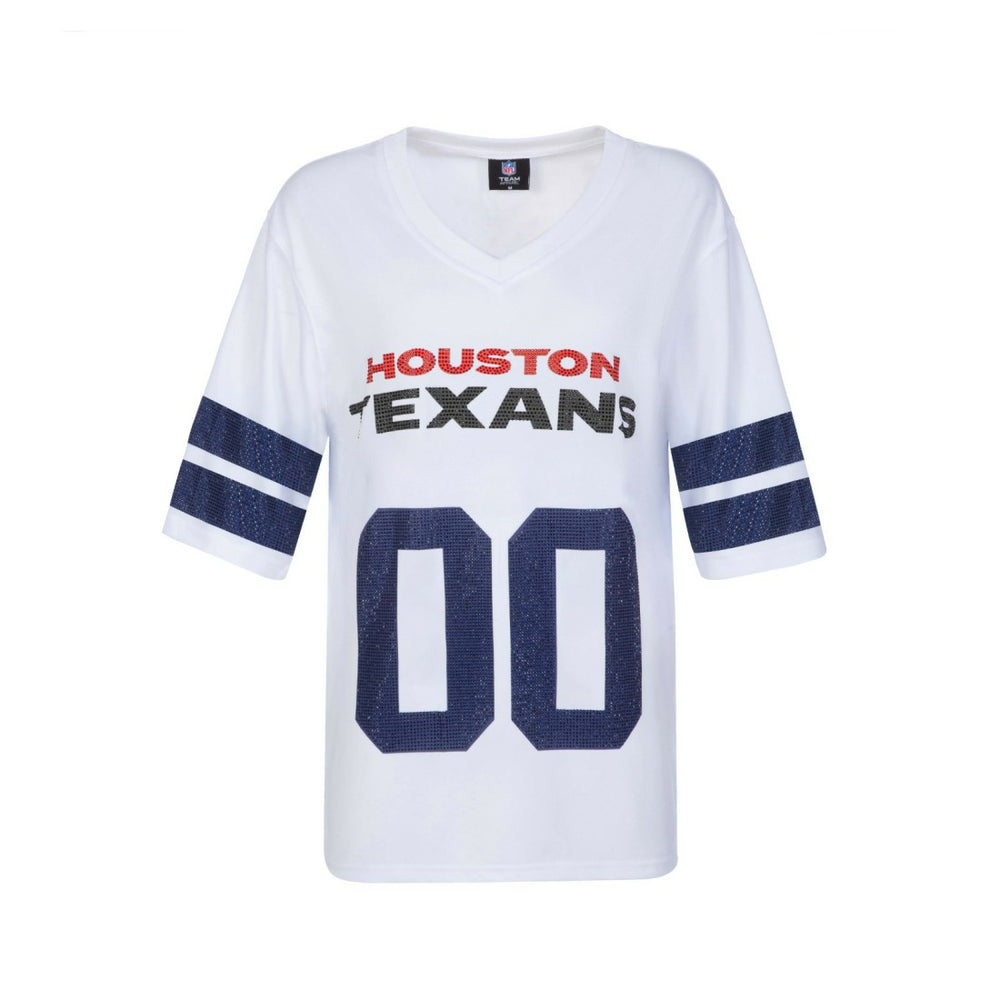 NFL Houston Texans Cuce Women's Rhinestone V-Neck Tunic