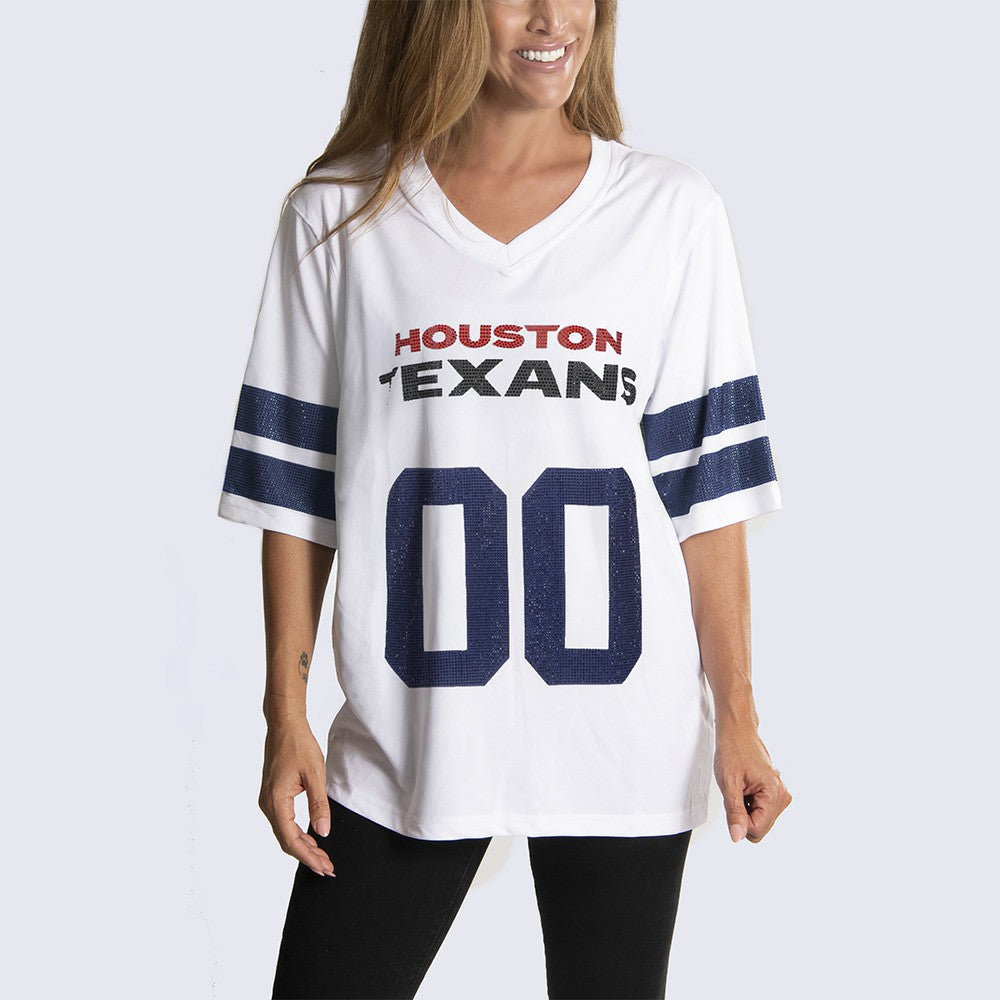 NFL Houston Texans Cuce Women's Rhinestone V-Neck Tunic