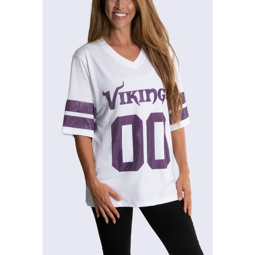NFL Minnesota Vikings Cuce Women's Rhinestone V-Neck Tunic