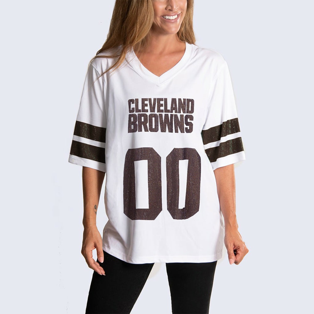 NFL Cleveland Browns Cuce Women's Rhinestone V-Neck Tunic
