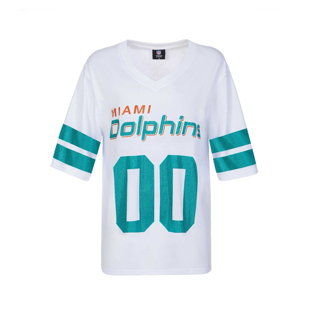 NFL Miami Dolphins Cuce Women's Rhinestone V-Neck Tunic