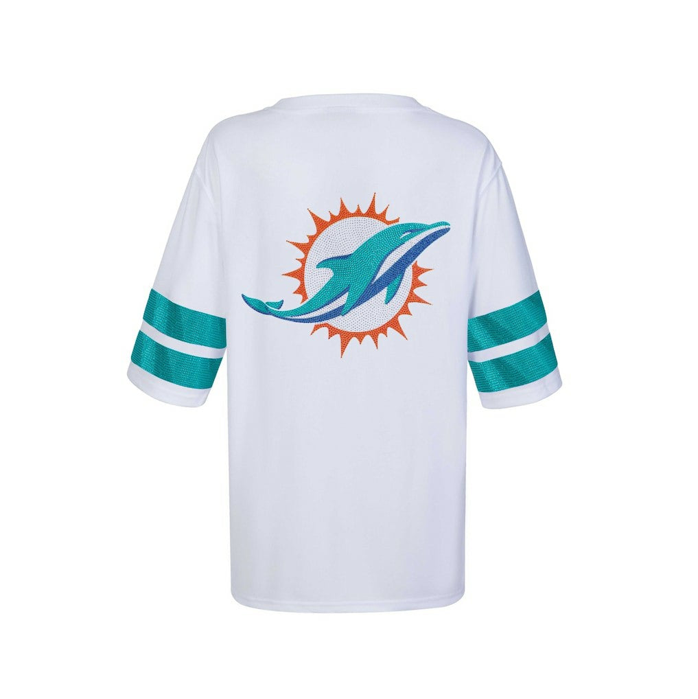 NFL Miami Dolphins Cuce Women's Rhinestone V-Neck Tunic