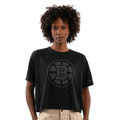 Boston Bruins Starter Women's Rhinestone Sprinkle Boxy Cropped T-Shirt