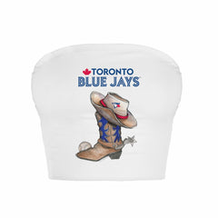 Toronto Blue Jays Tiny Turnip Women's Cowboy Boot Crop Tube Top - White