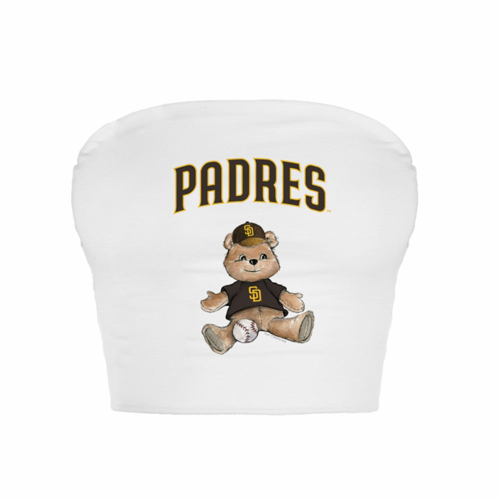 San Diego Padres Tiny Turnip Women's Teddy Bear Crop Tube Top - White