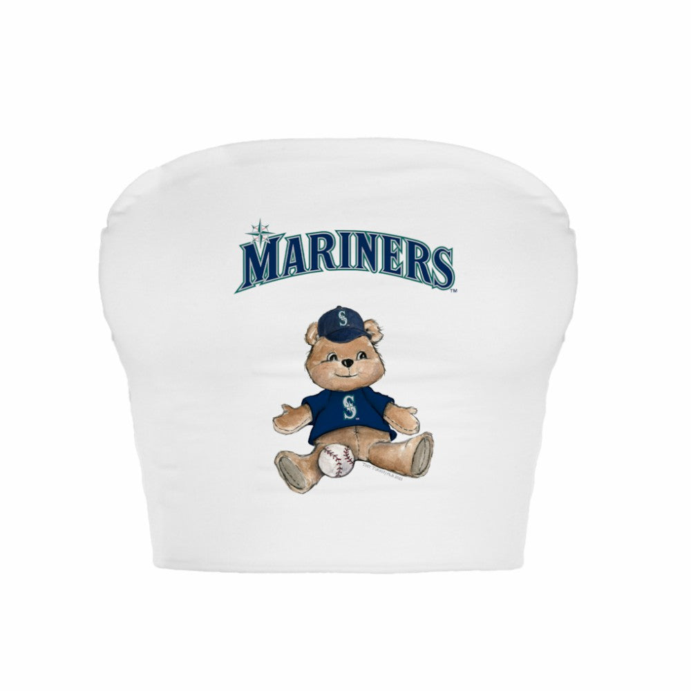 Seattle Mariners Tiny Turnip Women's Teddy Bear Crop Tube Top - White