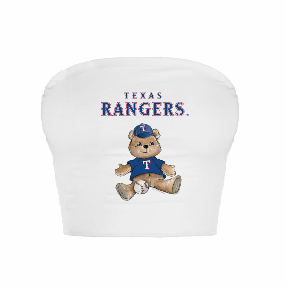Texas Rangers Tiny Turnip Women's Teddy Bear Crop Tube Top - White