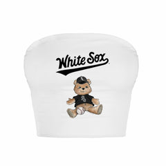 Chicago White Sox Tiny Turnip Women's Teddy Bear Crop Tube Top - White
