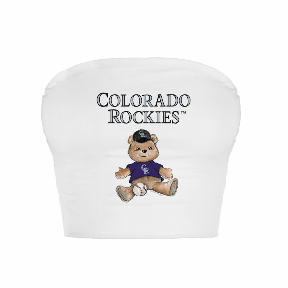 Colorado Rockies Tiny Turnip Women's Teddy Bear Crop Tube Top - White