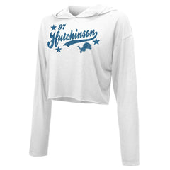 NFL Detroit Lions Aidan Hutchinson  Majestic Threads Women's Glitter Wordmark Hoodie