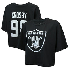NFL Las Vegas Raiders Maxx Crosby  Majestic Threads Women's Swarovski Crystals Boxy Cropped Name & Number T-Shirt