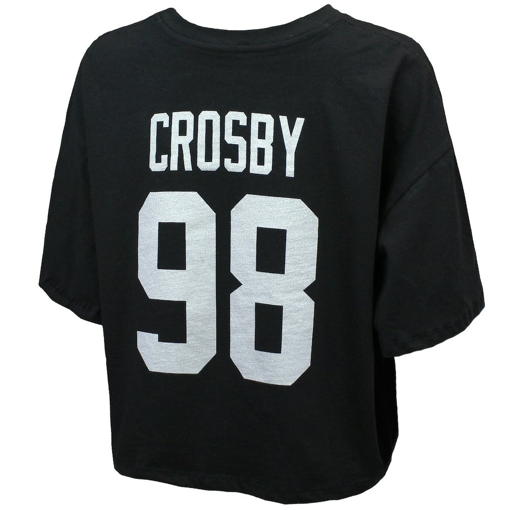 NFL Las Vegas Raiders Maxx Crosby  Majestic Threads Women's Swarovski Crystals Boxy Cropped Name & Number T-Shirt