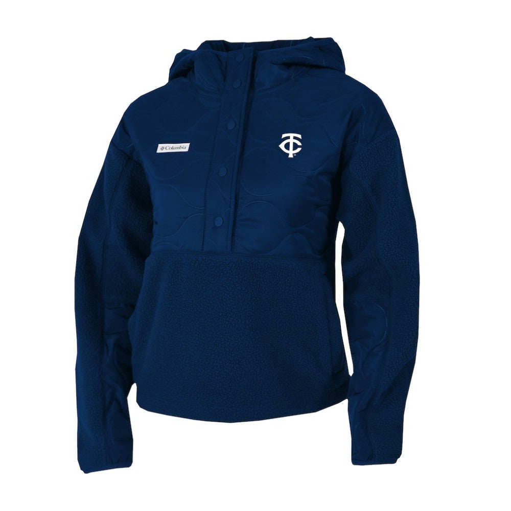 Minnesota Twins Women's Cloud Point Hooded Fleece Half-Snap Pullover Jacket - Navy | Columbia