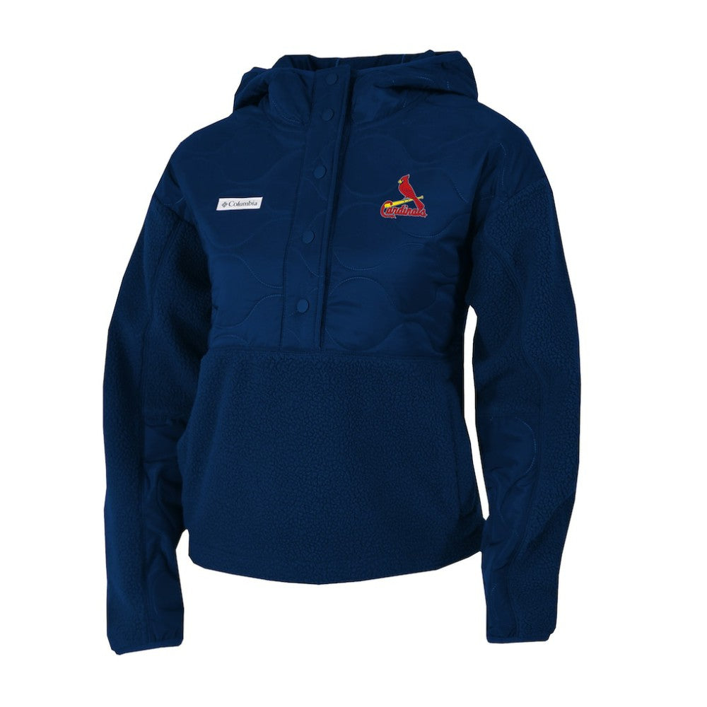 St. Louis Cardinals Women's Cloud Point Hooded Fleece Half-Snap Pullover Jacket - Navy | Columbia