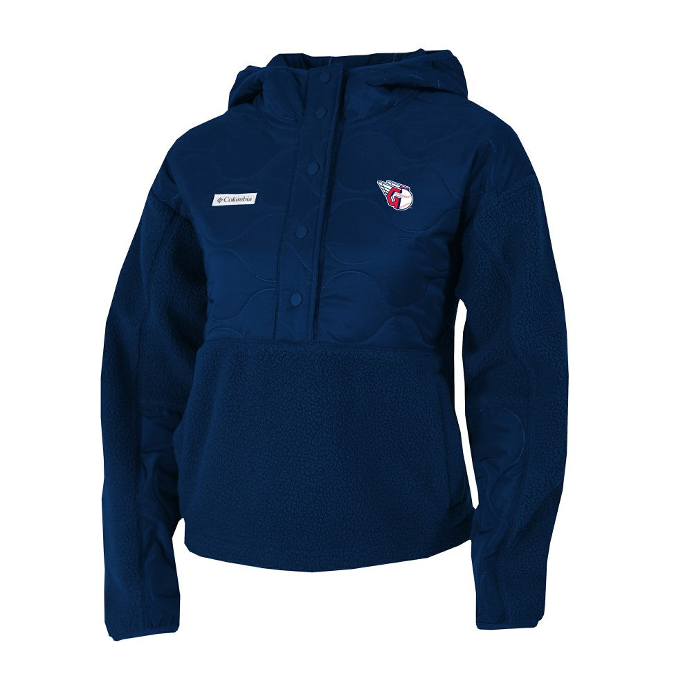 Cleveland Guardians Women's Cloud Point Hooded Fleece Half-Snap Pullover Jacket - Navy | Columbia