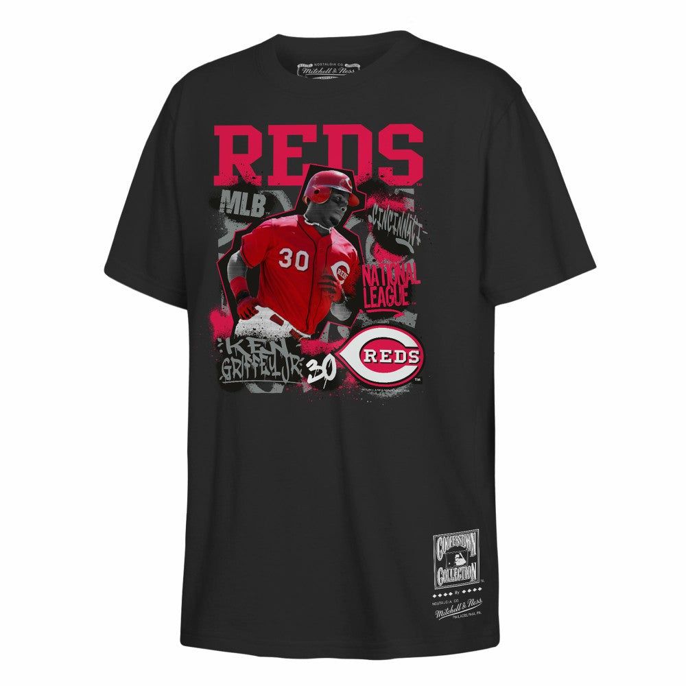 Ken Griffey Jr. Cincinnati Reds Youth Cooperstown Star Moment T-Shirt - Black | Mitchell & Ness