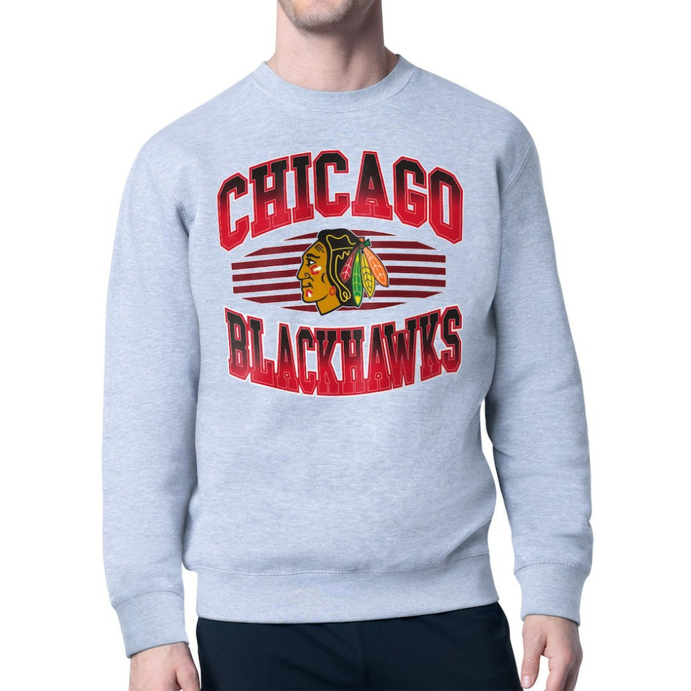Chicago Blackhawks Starter Team Grit Graphic Fleece Pullover Sweatshirt