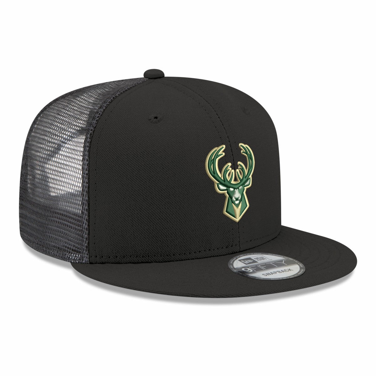 Milwaukee Bucks Core Logo Meshback 9FIFTY Snapback Hat - Black | New Era online