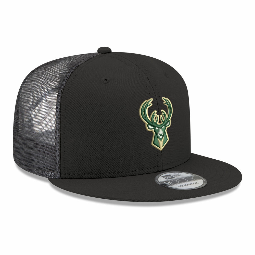 Milwaukee Bucks Core Logo Meshback 9FIFTY Snapback Hat - Black | New Era online