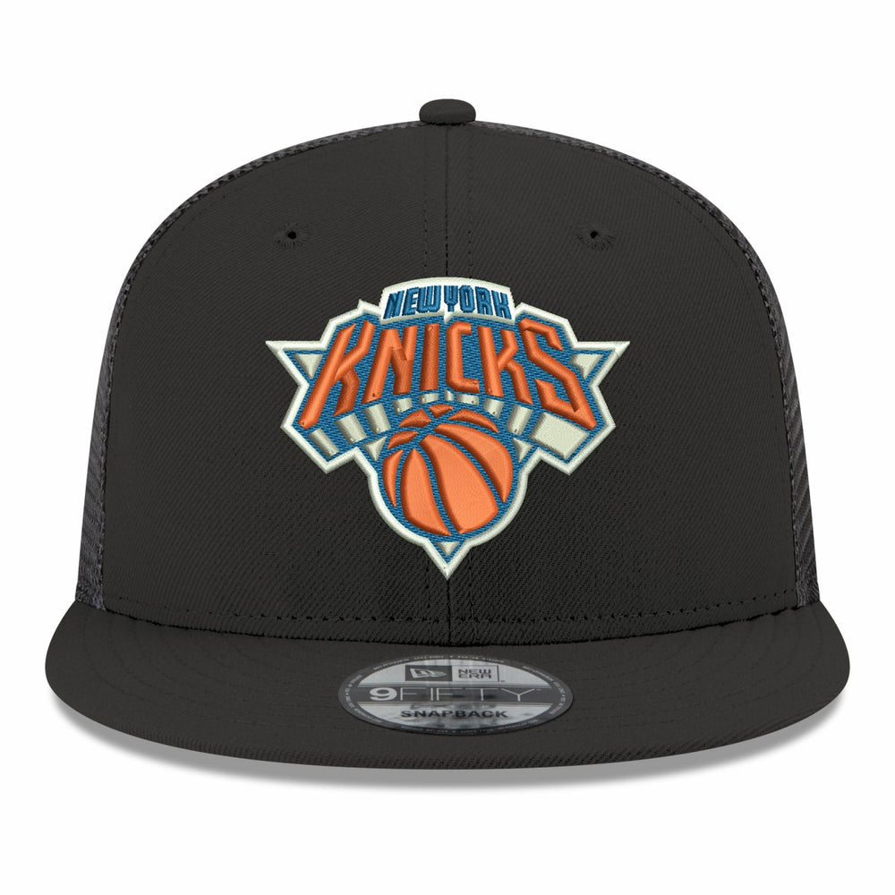 New York Knicks Core Logo Meshback 9FIFTY Snapback Hat - Black | New Era on sale