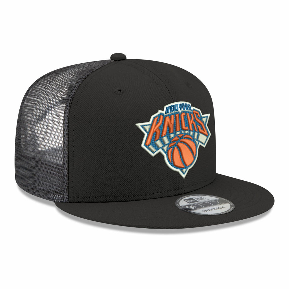 New York Knicks Core Logo Meshback 9FIFTY Snapback Hat - Black | New Era on sale