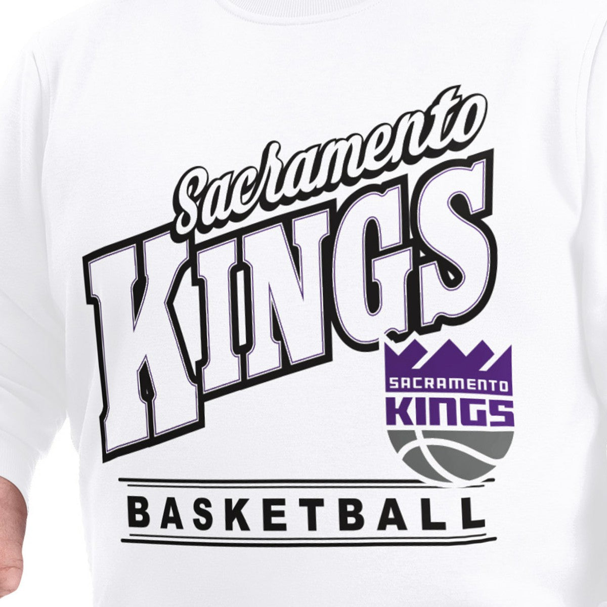 Sacramento Kings G-III Sports by Carl Banks Adaptive Headliner Fleece Crewneck Sweatshirt - White discount
