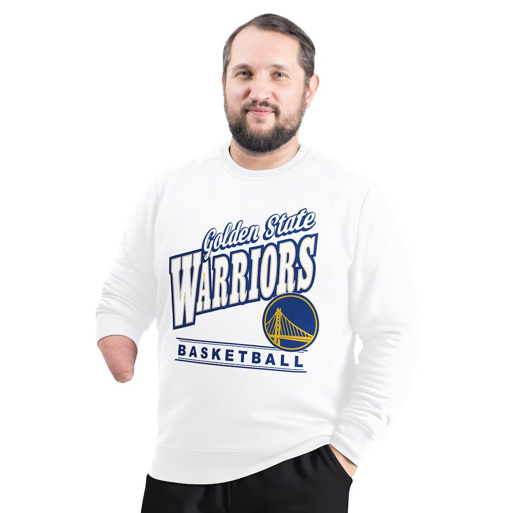 Golden State Warriors G-III Sports by Carl Banks Adaptive Headliner Fleece Crewneck Sweatshirt sale - White on sale