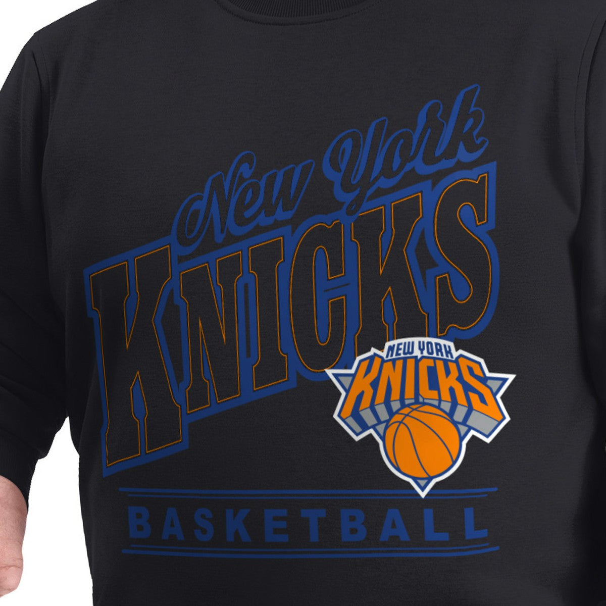 New York Knicks G-III Sports by Carl Banks Adaptive Headliner Fleece Crewneck Sweatshirt - Black cheap