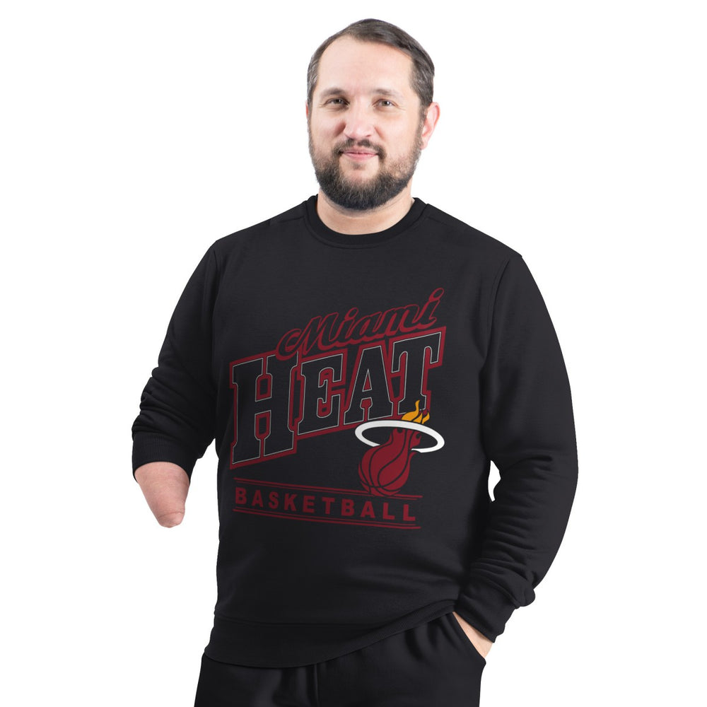 Miami Heat G-III Sports by Carl Banks Adaptive Headliner Fleece Crewneck Sweatshirt - Black on sale