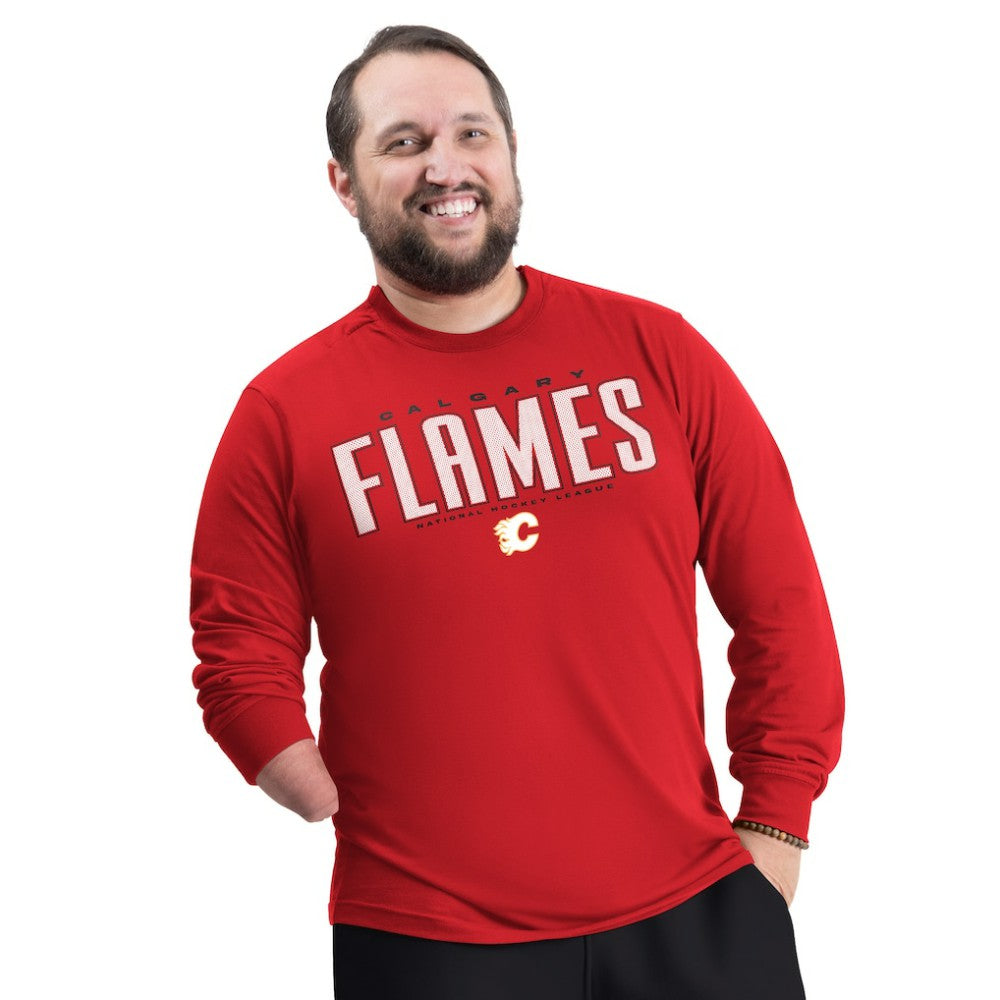 Calgary Flames G-III Sports by Carl Banks Adaptive Mesh Effect Long Sleeve T-Shirt