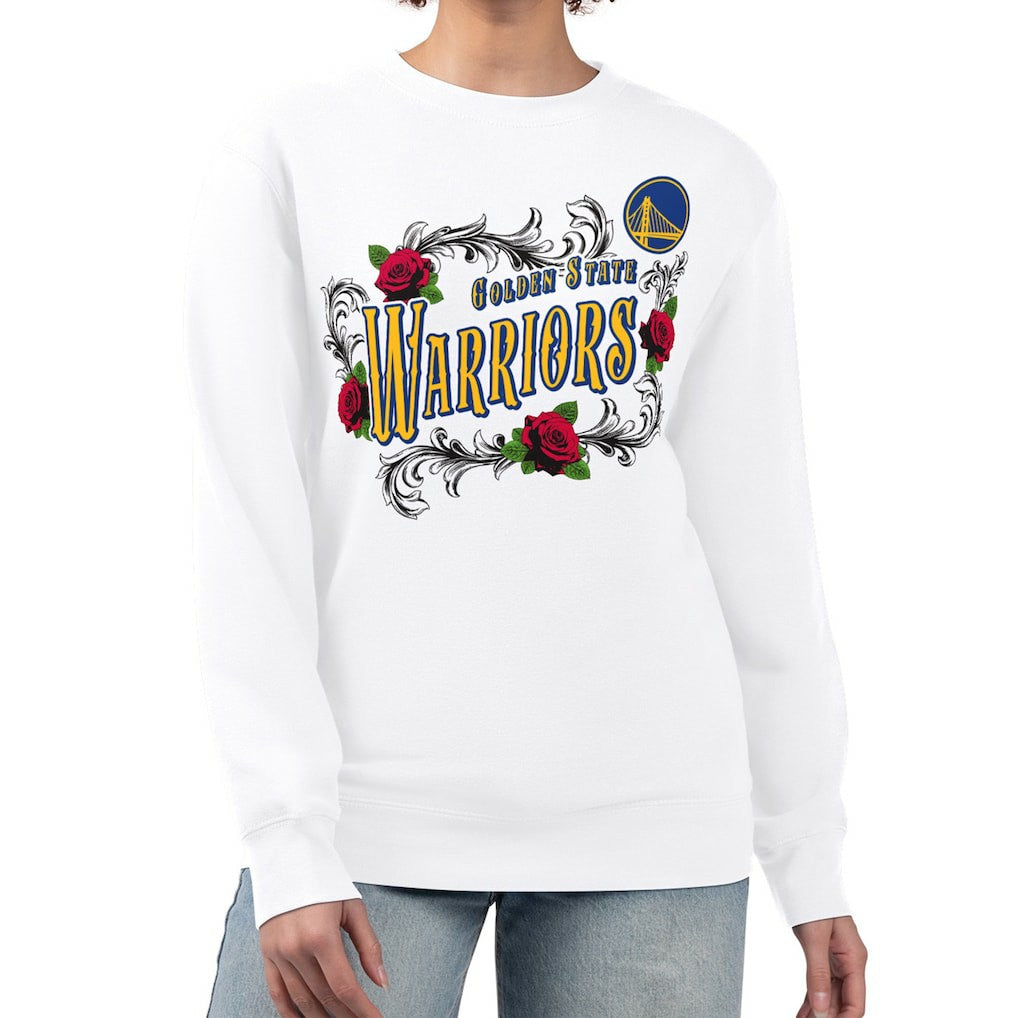 Golden State Warriors G-III 4Her by Carl Banks Women's Roses Fleece Tri-Blend Sweatshirt sale - White outlet