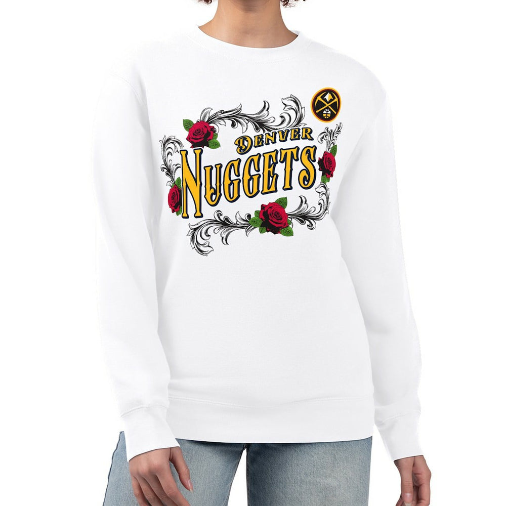 Denver Nuggets G-III 4Her by Carl Banks Women's Roses Fleece Tri-Blend Sweatshirt sale - White for sale