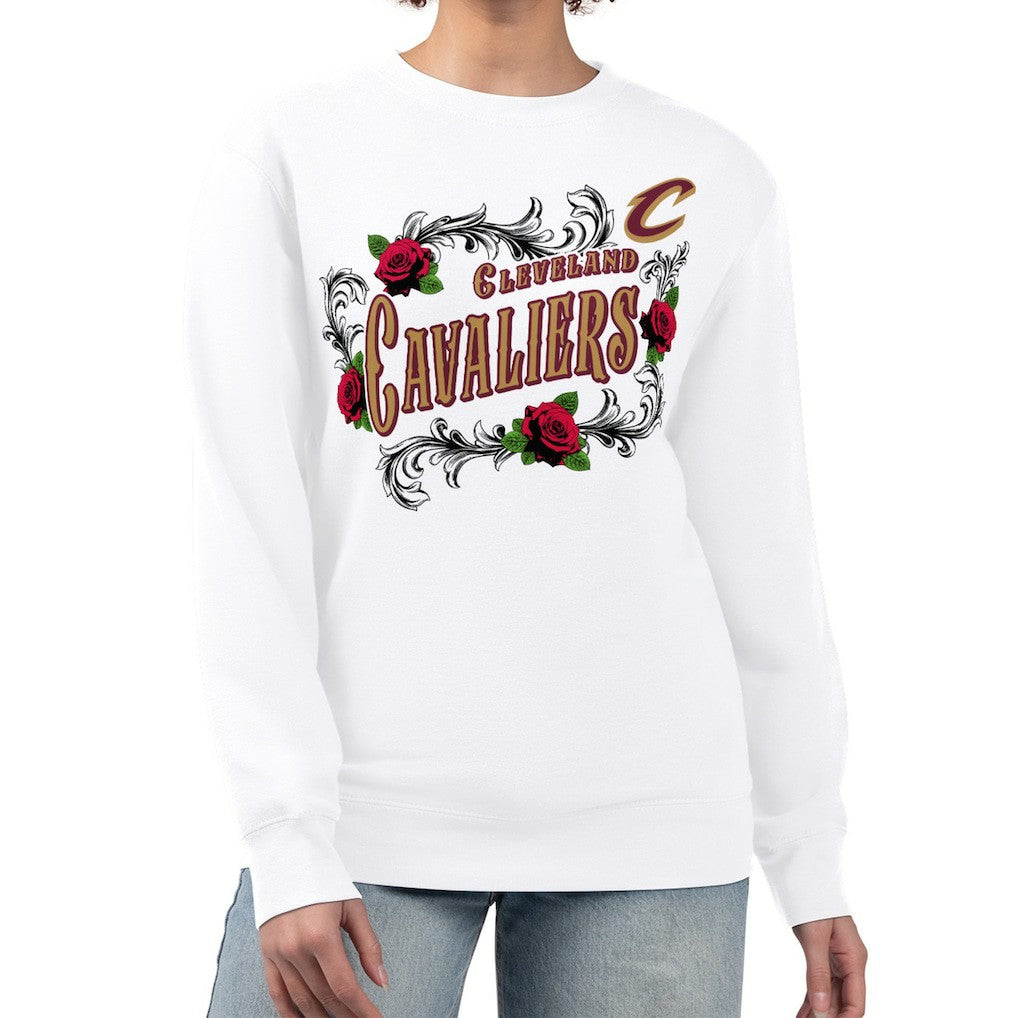 Cleveland Cavaliers G-III 4Her by Carl Banks Women's Roses Fleece Tri-Blend Sweatshirt sale - White online