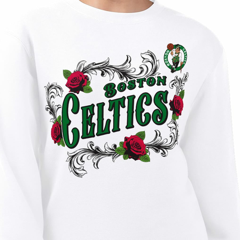 Boston Celtics G-III 4Her by Carl Banks Women's Roses Fleece Tri-Blend Sweatshirt - White online