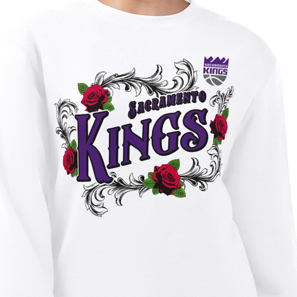 Sacramento Kings G-III 4Her by Carl Banks Women's Roses Fleece Tri-Blend Sweatshirt - White sale