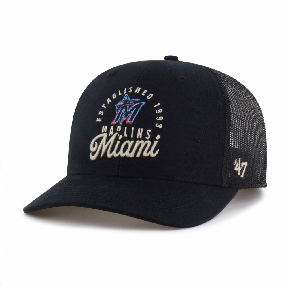 Miami Marlins Pitstop Trucker Adjustable Hat - Black | 47 brand