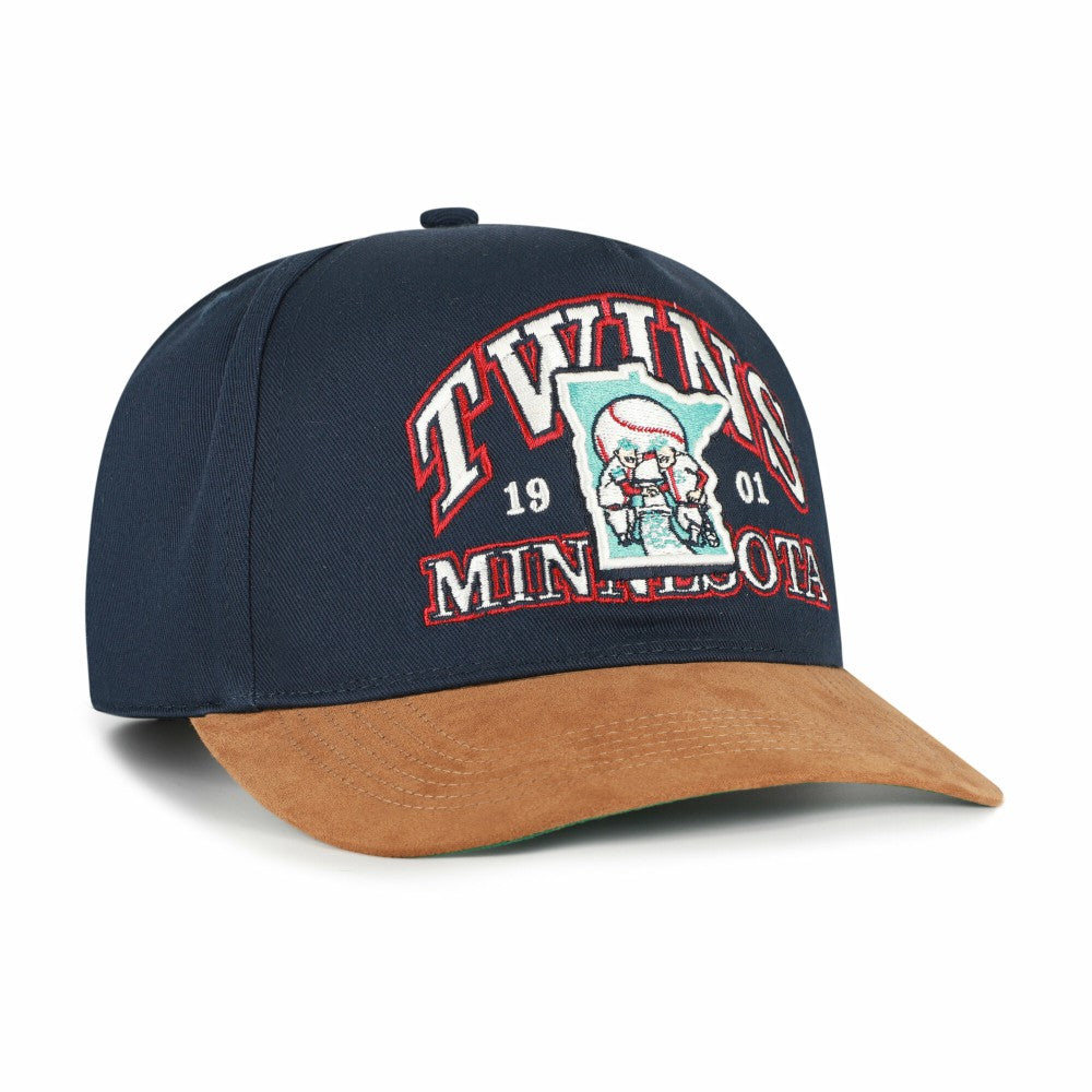Minnesota Twins Cooperstown Break Wood Suede Hitch Adjustable Hat - Navy/Brown | 47 brand