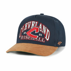 Cleveland Guardians Cooperstown Break Wood Suede Hitch Adjustable Hat - Navy/Brown | 47 brand