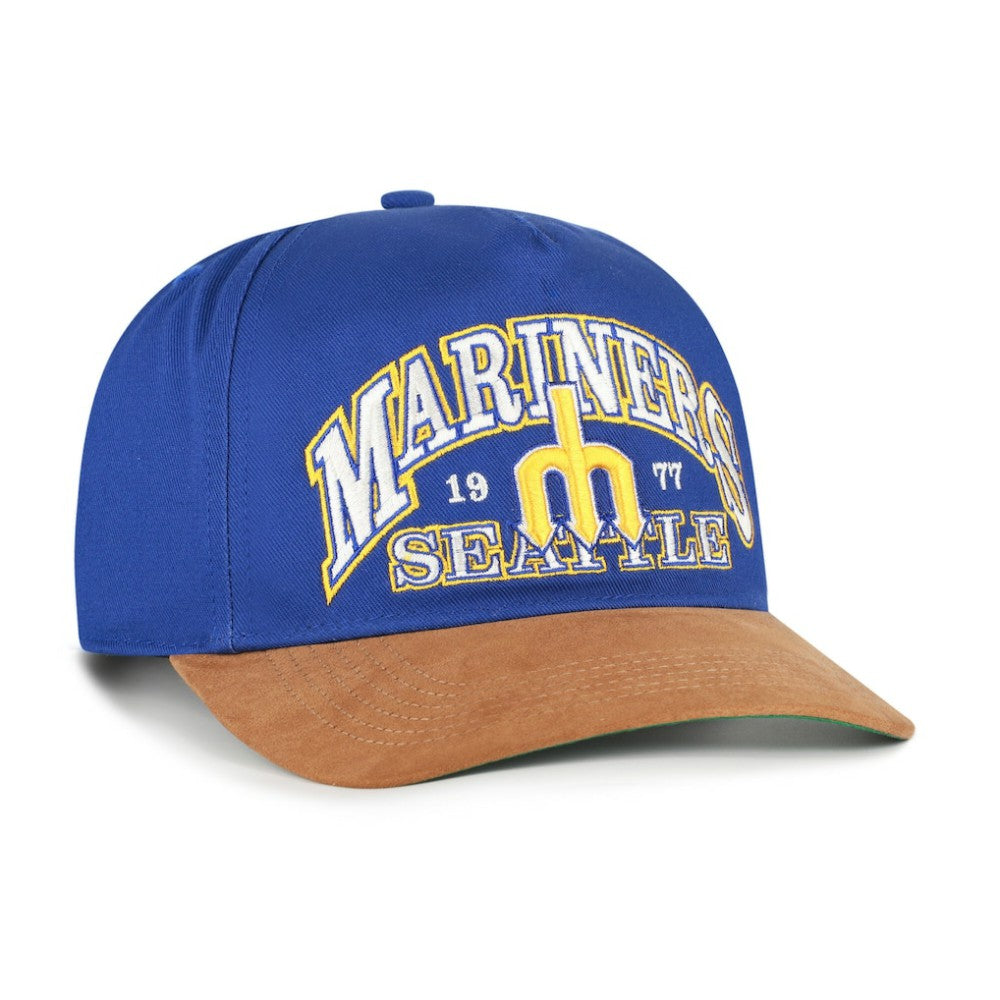 Seattle Mariners Cooperstown Break Wood Suede Hitch Adjustable Hat - Royal/Brown | 47 brand