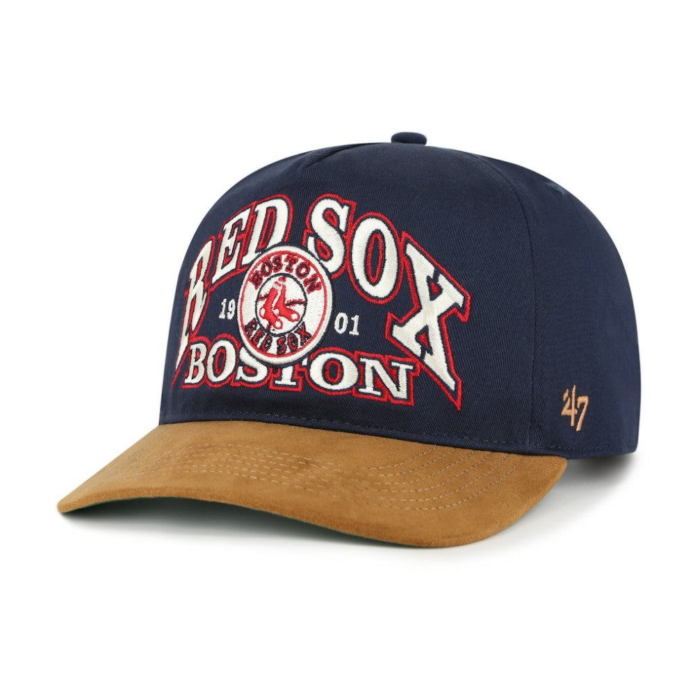 Boston Red Sox Cooperstown Break Wood Suede Hitch Adjustable Hat - Navy/Brown | 47 brand