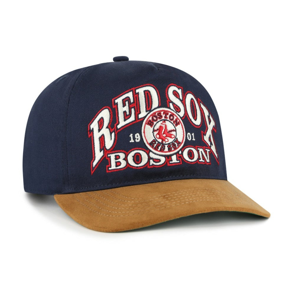 Boston Red Sox Cooperstown Break Wood Suede Hitch Adjustable Hat - Navy/Brown | 47 brand